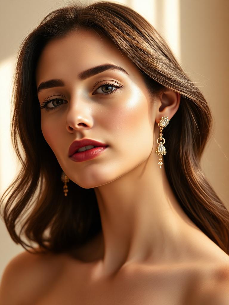 Modelo com brincos de diamantes